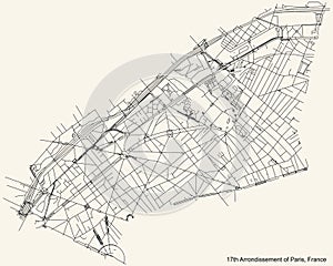 Street roads map of the dix-septiÃ¨me, 17th arrondissement of Paris, France