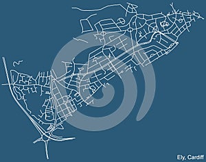 Street roads map of the Ely electoral ward of Cardiff, United Kingdom