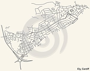 Street roads map of the Ely electoral ward of Cardiff, United Kingdom