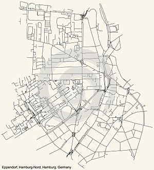 Street roads map of the Eppendorf quarter of the Hamburg-Nord borough bezirk