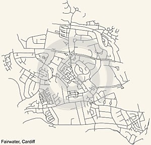 Street roads map of the Fairwater electoral ward of Cardiff, United Kingdom