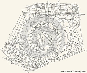 Street roads map of the Friedrichsfelde locality of the Lichtenberg borough