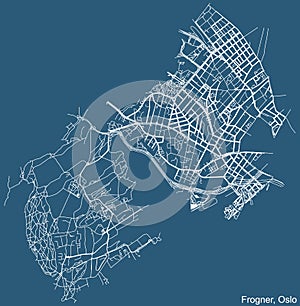 Street roads map of the Frogner Borough of Oslo, Norway