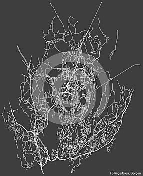 Street roads map of the FYLLINGSDALEN BOROUGH of Bergen, Norway