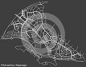 Street roads map of the FÃFUHVAMMUR DISTRICT, KÃ“PAVOGUR