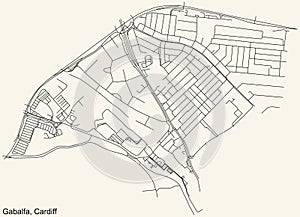 Street roads map of the Gabalfa electoral ward of Cardiff, United Kingdom
