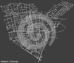 Street roads map of the GABLENZ  DISTRICT, CHEMNITZ