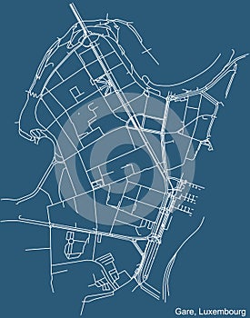 Street roads map of the Gare Quarter of Luxembourg City, Luxembourg