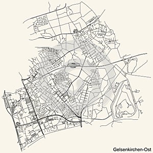 Street roads map of the GELSENKIRCHEN-OST DISTRICT, GELSENKIRCHEN