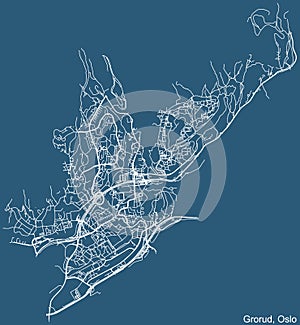 Street roads map of the Grorud Borough of Oslo, Norway