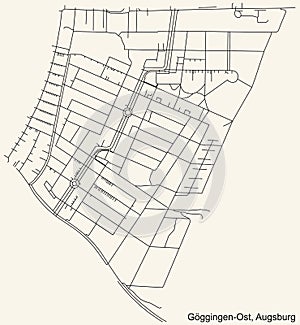 Street roads map of the GÃ–GGINGEN-OST DISTRICT, AUGSBURG