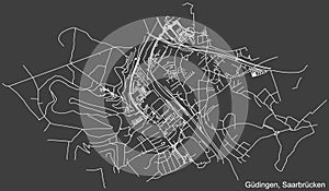 Street roads map of the GÃœDINGEN DISTRICT, SAARBRÃœCKEN