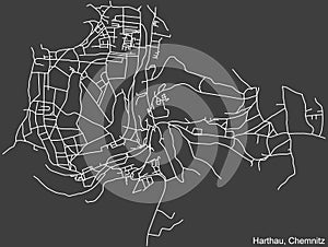 Street roads map of the HARTHAU DISTRICT, CHEMNITZ