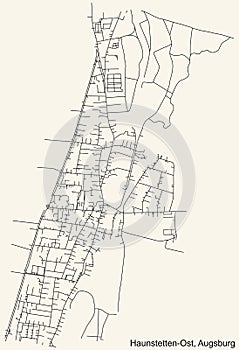 Street roads map of the HAUNSTETTEN-OST DISTRICT, AUGSBURG