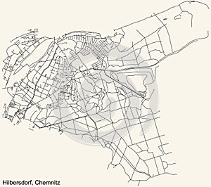 Street roads map of the HILBERSDORF DISTRICT, CHEMNITZ
