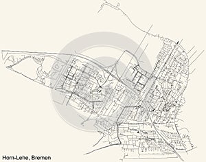 Street roads map of the Horn-Lehe subdistrict of Bremen, Germany