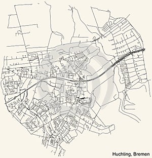 Street roads map of the Huchting subdistrict of Bremen, Germany