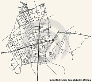 Street roads map of the INNERSTÄDTISCHER BEREICH MITTE BOROUGH, DESSAU