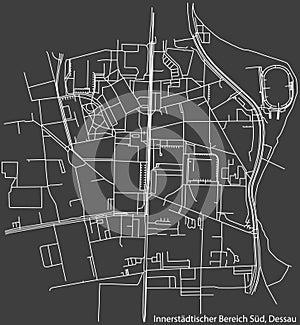 Street roads map of the INNERSTÄDTISCHER BEREICH SÜD BOROUGH, DESSAU