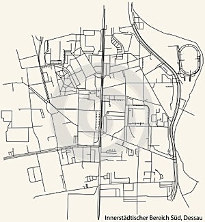 Street roads map of the INNERSTÄDTISCHER BEREICH SÜD BOROUGH, DESSAU