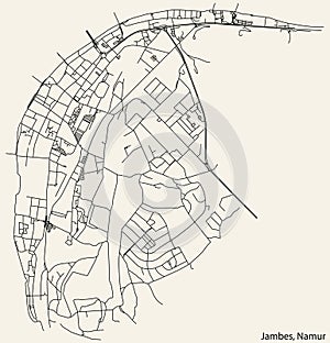 Street roads map of the JAMBES DISTRICT, NAMUR