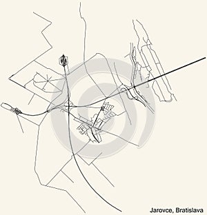 Street roads map of the Jarovce borough of Bratislava, Slovakia