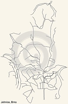 Street roads map of the Jehnice district of Brno, Czech Republic