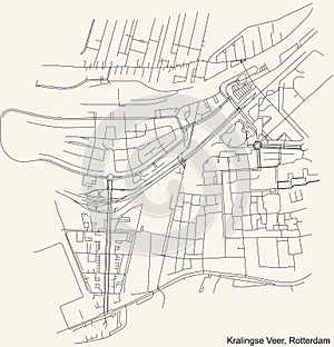 Street roads map of the Kralingse Veer neighbourhood of Rotterdam, Netherlands