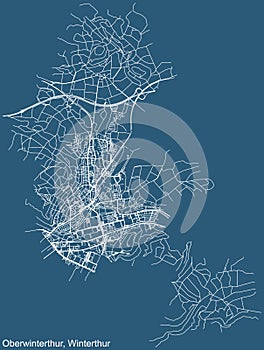 Street roads map of the Kreis 2 Oberwinterthur District of Winterthur, Switzerland