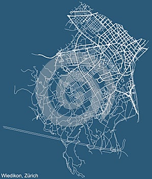 Street roads map of the Kreis 3 Wiedikon District of Zurich, Switzerland