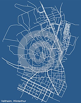 Street roads map of the Kreis 5 Veltheim District of Winterthur, Switzerland