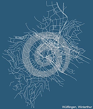 Street roads map of the Kreis 6 WÃ¼lflingen District of Winterthur, Switzerland