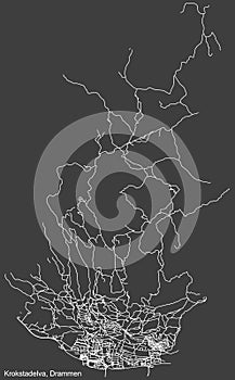 Street roads map of the KROKSTADELVA MUNICIPALITY of Drammen, Norway