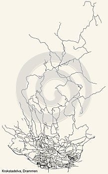 Street roads map of the KROKSTADELVA MUNICIPALITY of Drammen, Norway