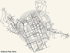 Street roads map of the KrÃ¡lovo Pole district of Brno, Czech Republic