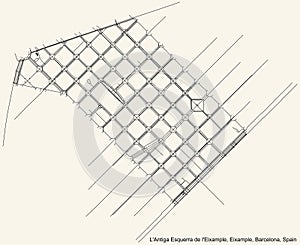 Street roads map of the L`Antiga Esquerra de l`Eixample neighbourhood of the Eixample district