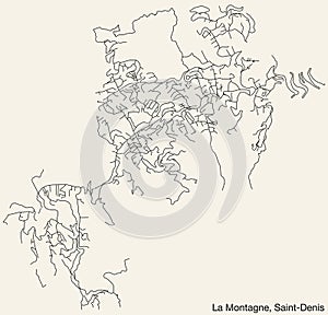 Street roads map of the LA MONTAGNE QUARTER, SAINT-DENIS (LA RÉUNION)