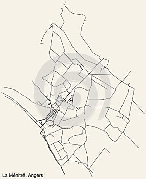 Street roads map of the LA MÉNITRÉ COMMUNE, ANGERS