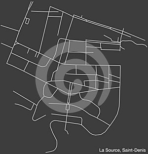Street roads map of the LA SOURCE QUARTER, SAINT-DENIS (LA RÉUNION)
