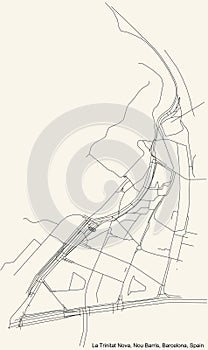 Street roads map of the La Trinitat Nova neighbourhood of the Nou Barris district