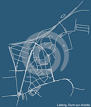 Street roads map of the Lallange Quarter of Esch-sur-Alzette, Luxembourg