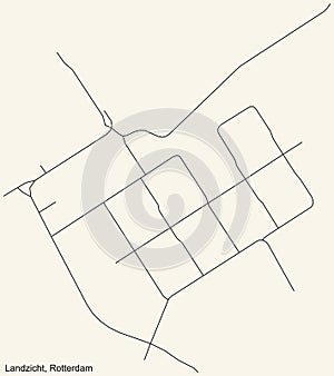 Street roads map of the Landzicht neighbourhood of Rotterdam, Netherlands