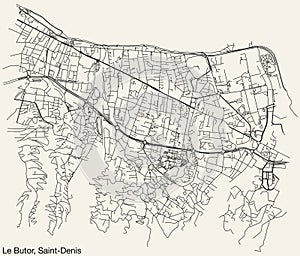 Street roads map of the LE BUTOR QUARTER, SAINT-DENIS (LA RÉUNION)