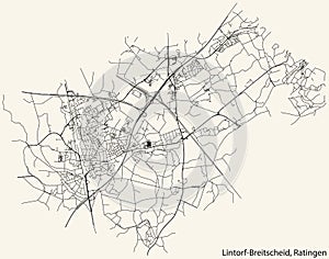 Street roads map of the LINTORF-BREITSCHEID MUNICIPALITY, RATINGEN