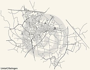 Street roads map of the LINTORF MUNICIPALITY, RATINGEN