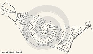 Street roads map of the Llandaff North electoral ward of Cardiff, United Kingdom