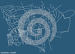 Street roads map of the Llanishen electoral ward of Cardiff, United Kingdom