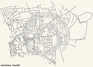 Street roads map of the Llanishen electoral ward of Cardiff, United Kingdom
