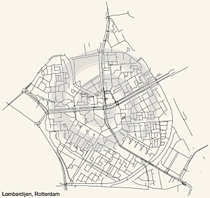 Street roads map of the Lombardijen neighbourhood of Rotterdam, Netherlands