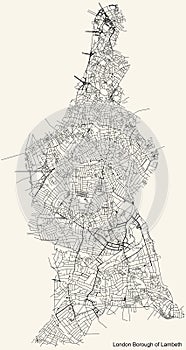 Street roads map of the London Borough of Lambeth